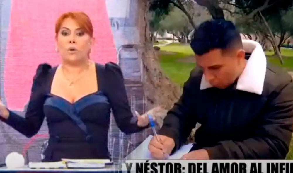 Magaly asegura que lo firmado por Néstor fue una solicitud de divorcio y llamó la atención a reporteros del programa. Foto: captura/ATV