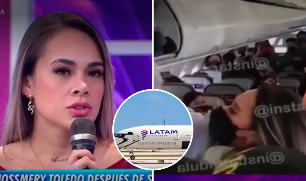 Jossmery Toledo contó que, tras ser obligada de bajarse del avión, no pudo llegar a su destino de trabajo. Foto: composición LR/ capturas de América TV/Latam/Instagram Jossmery Toledo contó que, tras ser obligada de bajarse del avión, no pudo llegar a su destino de trabajo. Foto: composición LR/ capturas de América TV/Latam/Instagram