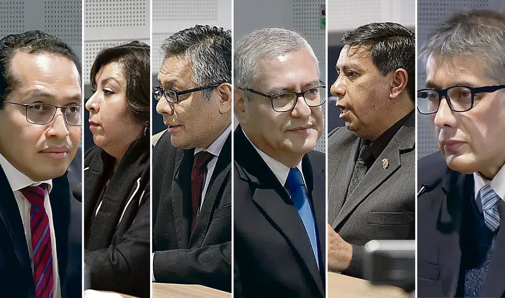 Roberto Burneo Bermejo, Emilia Bustamante Oyague, Carlos Calderón Puertas, Víctor Castillo León, Manuel Luján Túpez y Ulises Yaya Zumaeta. Foto: composición La República/difusión Roberto Burneo Bermejo, Emilia Bustamante Oyague, Carlos Calderón Puertas, Víctor Castillo León, Manuel Luján Túpez y Ulises Yaya Zumaeta. Foto: composición La República/difusión