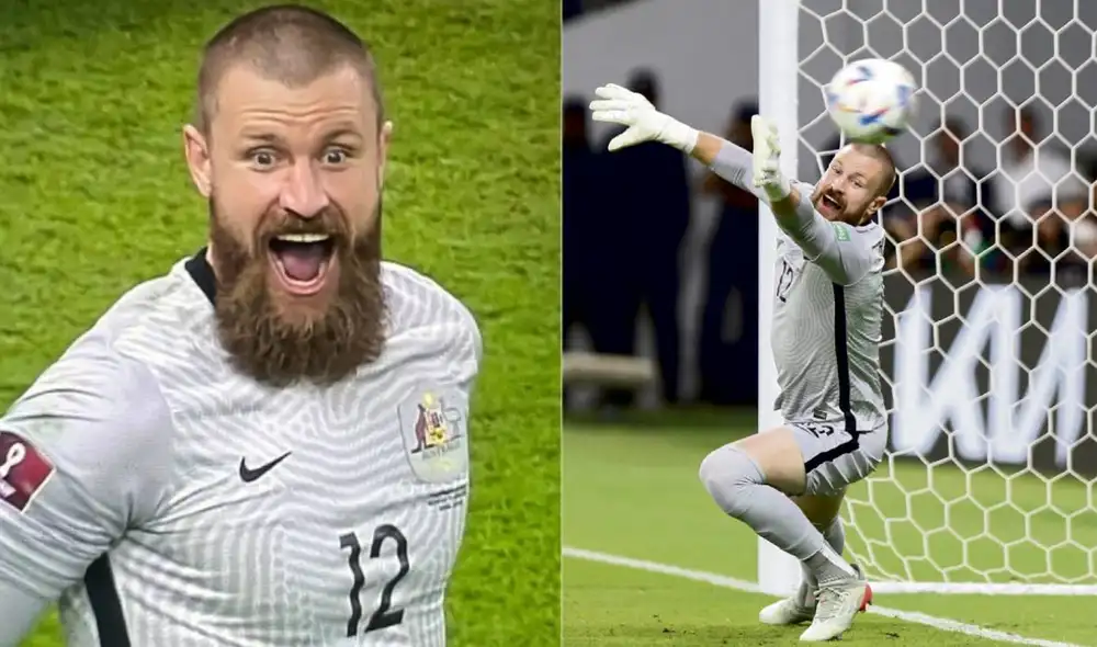 El arquero Andrew Redmayne fue la figura en el repechaje por su forma particular de atajar los penales. Foto: composición/AFP El arquero Andrew Redmayne fue la figura en el repechaje por su forma particular de atajar los penales. Foto: composición/AFP