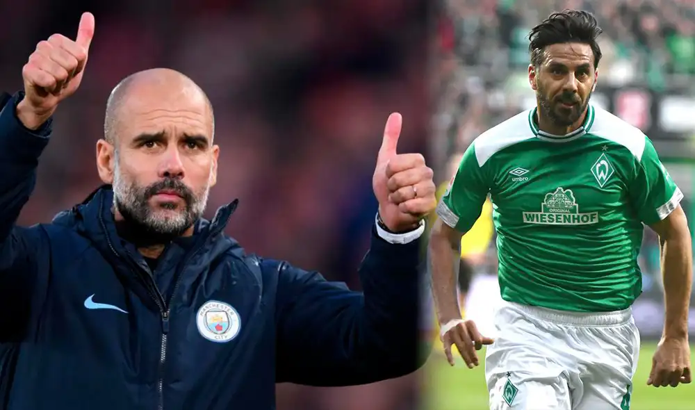 Pep Guardiola dirigió a Claudio Pizarro durante dos temporadas (2013-2015) en el Bayern Múnich. Foto: composición/EFE/Twitter Pep Guardiola dirigió a Claudio Pizarro durante dos temporadas (2013-2015) en el Bayern Múnich. Foto: composición/EFE/Twitter