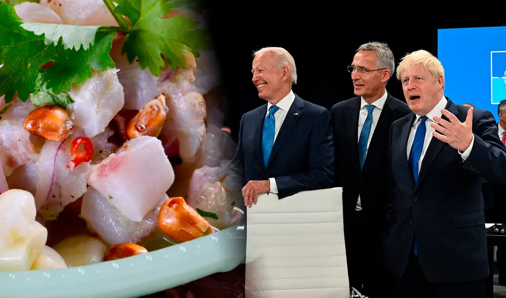 Los líderes mundiales pertenecientes a la OTAN fueron agasajados con aperitivos mundiales. Foto: composición LR/AFP/CanalCocina Los líderes mundiales pertenecientes a la OTAN fueron agasajados con aperitivos mundiales. Foto: composición LR/AFP/CanalCocina