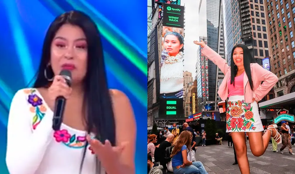 Wendy Sulca contó que visitó las calles del Times Square de Nueva York. Foto: composición Wendy Sulca/Instagram/captura/América TV