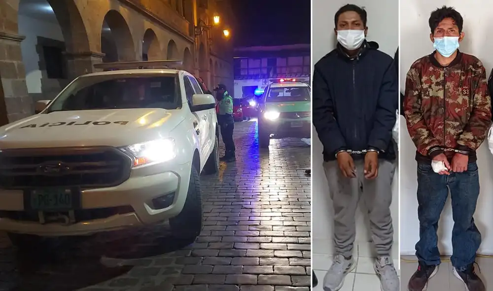Policía de Turismo capturó a los sujetos. Foto: PNP/composición