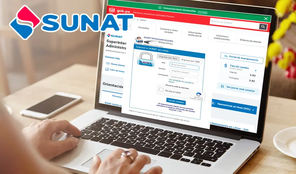 En el sitio web de Sunat podrás realizar diversos trámites. Foto: composición LR /captura Sunat