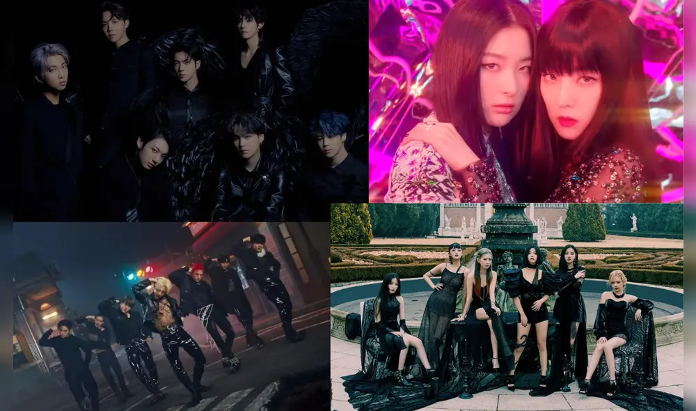 Distintos grupos de k-pop han realizado conceptos oscuros o dark en comebacks. Foto: composición LR/BIGHIT Music/SM/JYP/Cube Distintos grupos de k-pop han realizado conceptos oscuros o dark en comebacks. Foto: composición LR/BIGHIT Music/SM/JYP/Cube