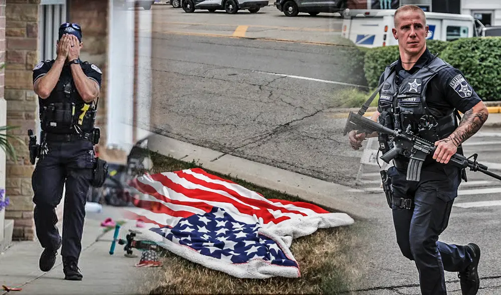 El autor del tiroteo disparó a la multitud desde un tejado cercano. Fotos: Composición LR / EFE / Chicago Tribune El autor del tiroteo disparó a la multitud desde un tejado cercano. Fotos: Composición LR / EFE / Chicago Tribune