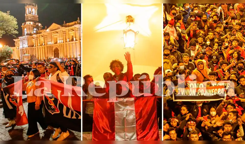 Los hinchas del FBC Melgar convirtieron el Cercado de Arequipa en una fiesta. Foto: composición LR/La República/Rodrigo Talavera