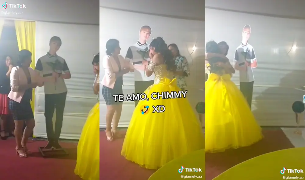 La quinceañera casi se emociona hasta las lágrimas al ver a Jimin en su fiesta. Foto: composición/ @giamely.a.r/TikTok