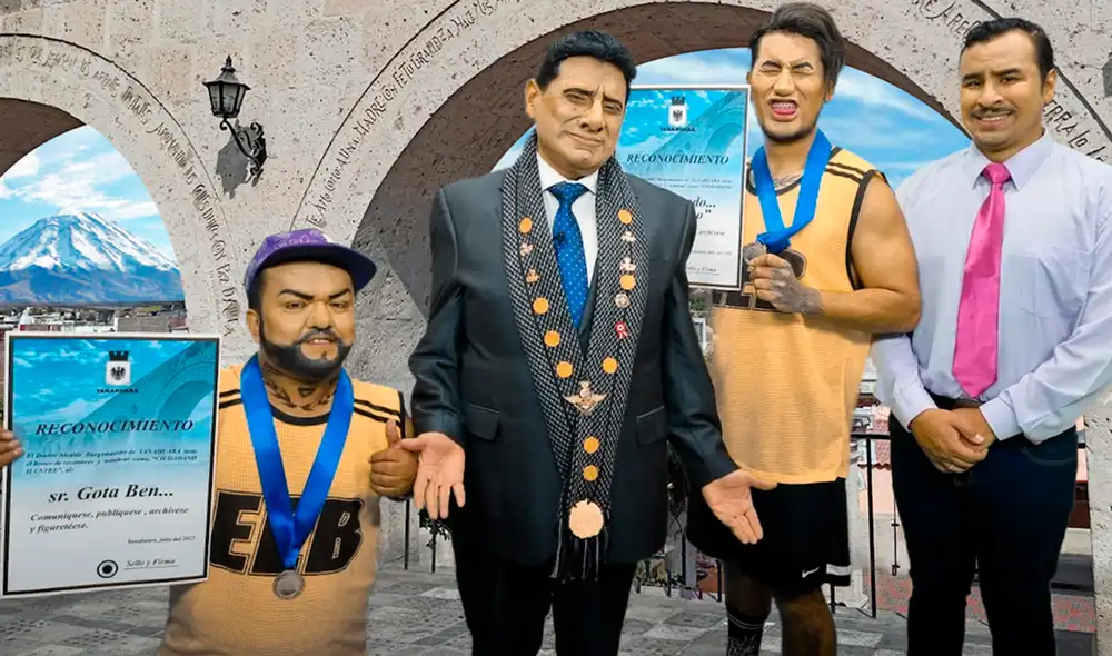 Comediante realizó parodia de polémico reconocimiento en Yanahuara. Foto: Carlos Álvarez/Facebook