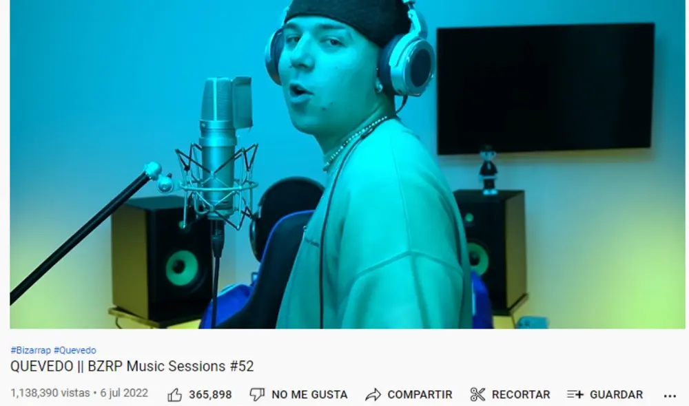 Bizarrap y Quevedo se juntaron para sacar la sesión 52. Foto: captura/YouTube