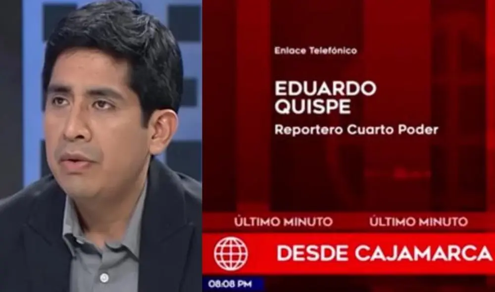 Eduardo Quispe fue secuestrado con su equipo en Cajamarca tras difundir imágenes de Yenifer Paredes prometiendo obras. Foto: Composición La República/Captura América Televisión Eduardo Quispe fue secuestrado con su equipo en Cajamarca tras difundir imágenes de Yenifer Paredes prometiendo obras. Foto: Composición La República/Captura América Televisión