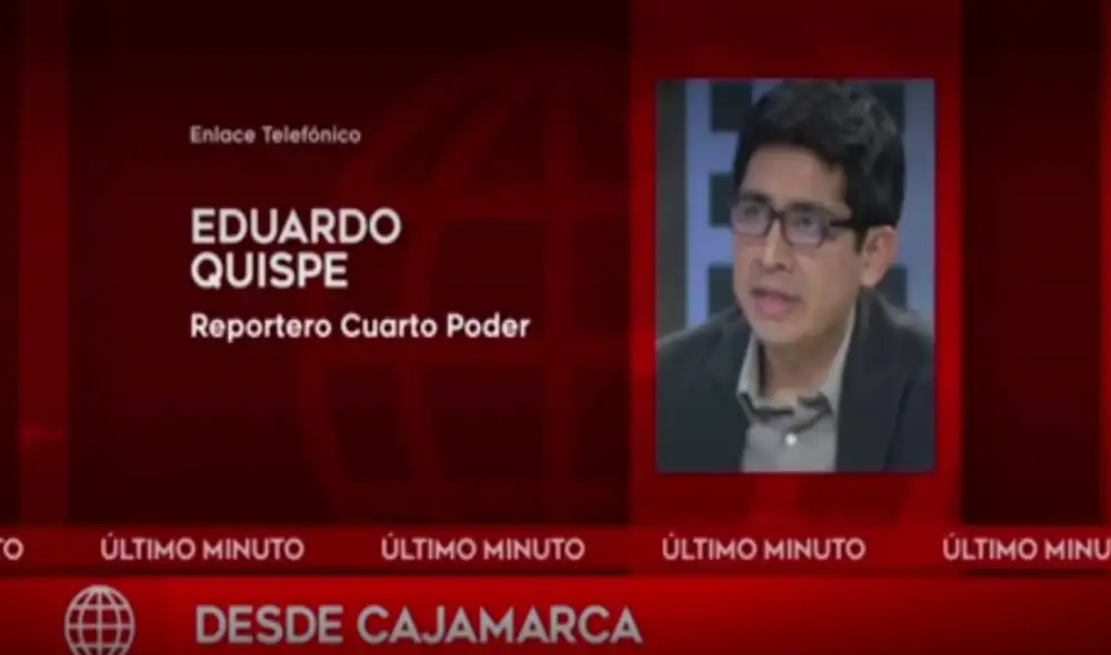 El reportero Eduardo Quispe y el camarógrafo Elmer Valdiviezo habrían sido secuestrados por las rondas campesinas del distrito de Chadín, Cajamarca. Foto: captura de "Cuarto poder" El reportero Eduardo Quispe y el camarógrafo Elmer Valdiviezo habrían sido secuestrados por las rondas campesinas del distrito de Chadín, Cajamarca. Foto: captura de "Cuarto poder"