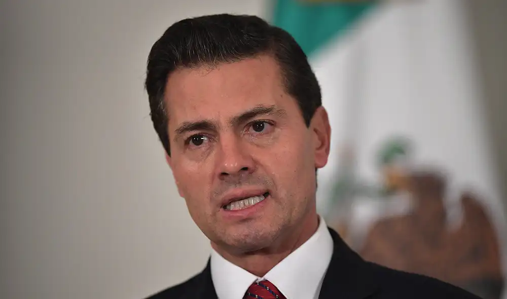 El expresidente de México, Enrique Peña Nieto, durante una conferencia de prensa al margen de la APEC. Foto: AFP
