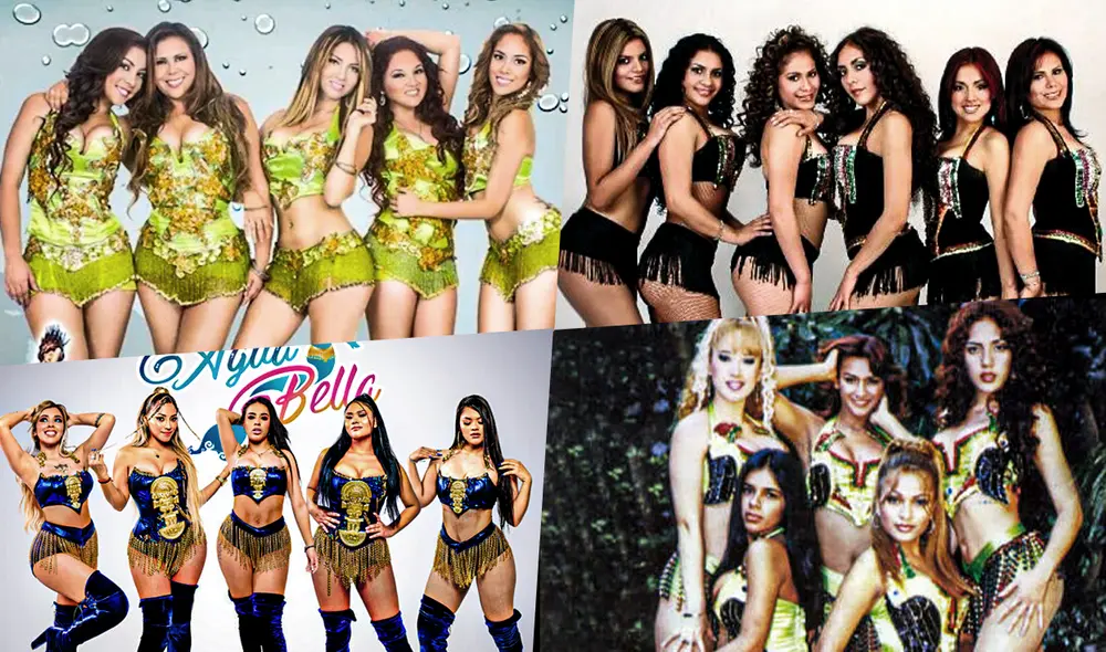 El grupo Agua Bella ha tenido, a lo largo de su historia, varias generaciones. Conoce AQUÍ a la primera de todas ellas. Foto: composición LR/Facebook Agua Bella/Facebook Bellas de la Cumbia