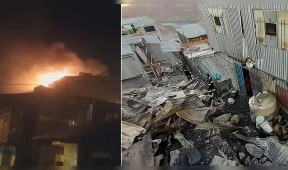 El fuego se habría iniciado en la madrugada de este viernes 8 a causa de un corto circuito en una de las viviendas. Foto: composición LR/PNP El fuego se habría iniciado en la madrugada de este viernes 8 a causa de un corto circuito en una de las viviendas. Foto: composición LR/PNP