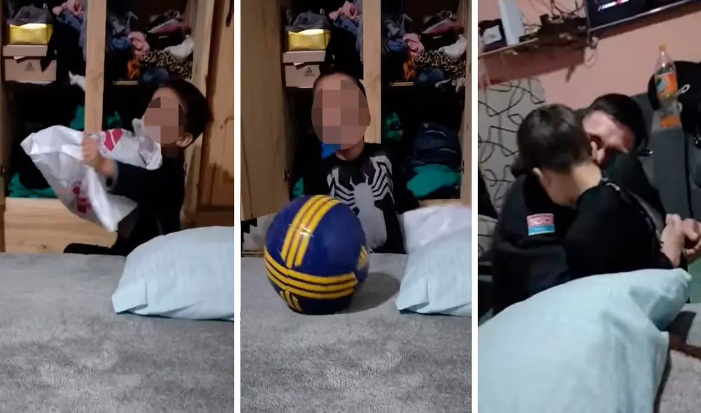 Para premiar el esfuerzo de su hijo, un padre armó una sorpresa para que su hijo tuviera el balón de su equipo favorito. Foto: composición de LR/Facebook/Ithan Ludmila