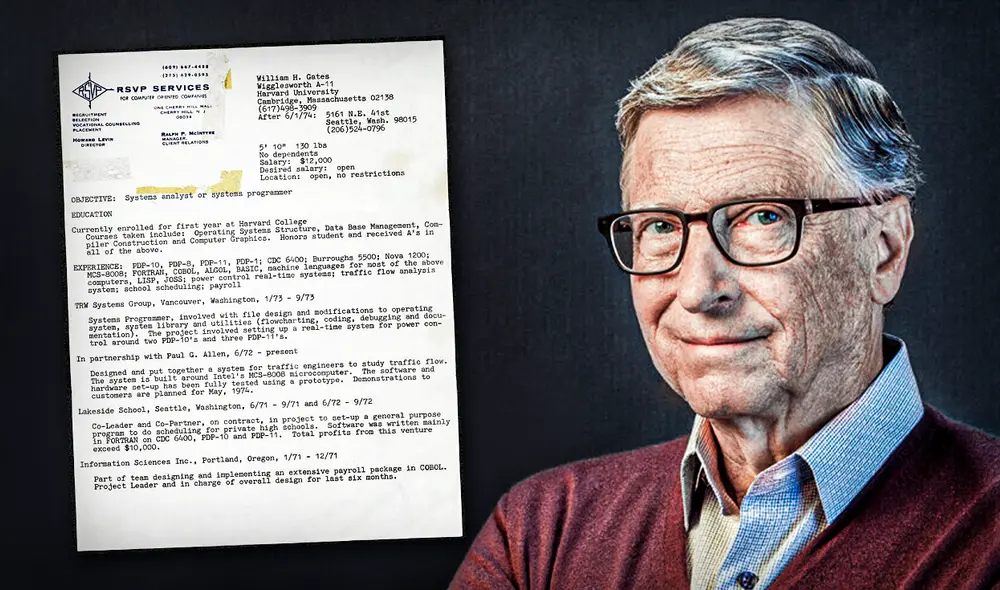 Bill Gates asegura que los actuales egresados de las universidades tienen mejor CV que él en dicha época. Foto: composición LR/LinkedIn/Bill Gates/AFP