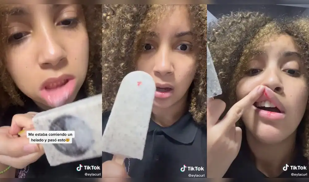 La chica se asustó al ver su sangre. Foto: composición LR/captura de TikTok/@eylacurl La chica se asustó al ver su sangre. Foto: composición LR/captura de TikTok/@eylacurl