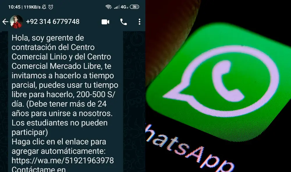 Este mensaje ha llegado en la última semana a muchos usuarios peruanos. Foto: composición LR Este mensaje ha llegado en la última semana a muchos usuarios peruanos. Foto: composición LR