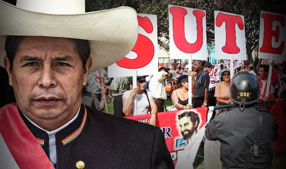 Castillo Terrones lideró una huelga magisterial en el 2017 contra el Gobierno de PPK. Actualmente, Sutep se encuentra evaluando una paralización con él en el poder. Foto: diseño de Fabrizio Oviedo/La República