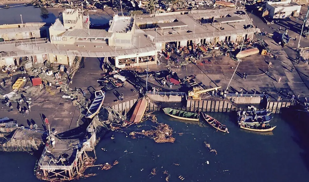 Así quedó la localidad costera de Tongoy tras el terremoto de 8,4 que ocasionó un tsunami. Foto: AFP.