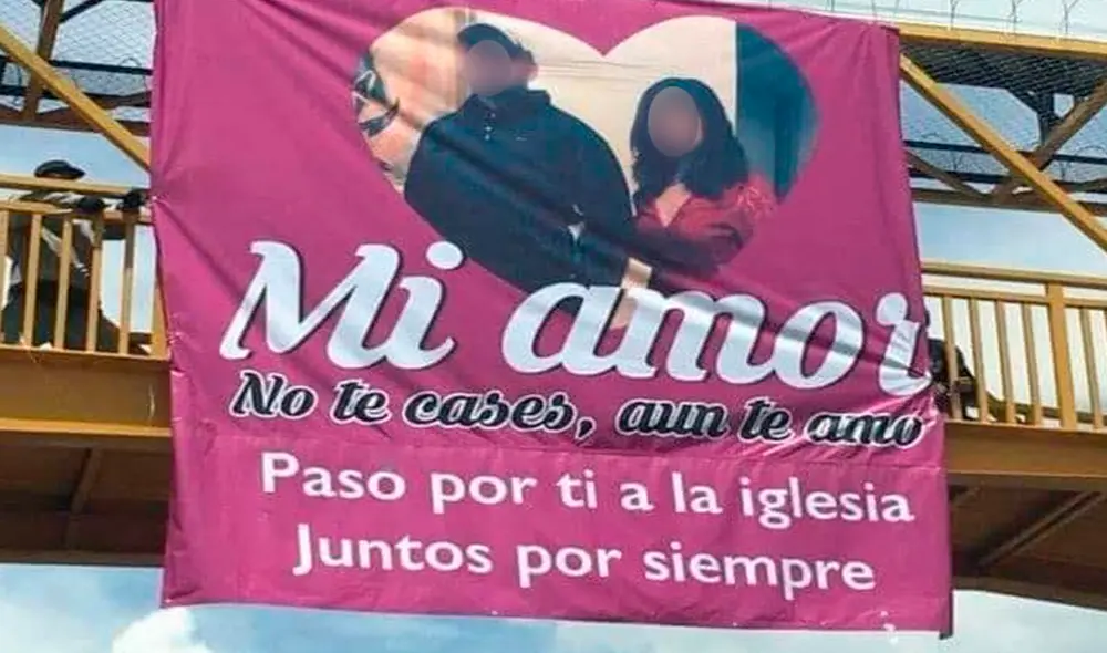 La joven se atrevió a publicar un enorme cartel y colocarlo en el puente para que fuera visto por los miles de transeúntes. Foto: composición LR/captura de Facebook/@ricardogallardocardona