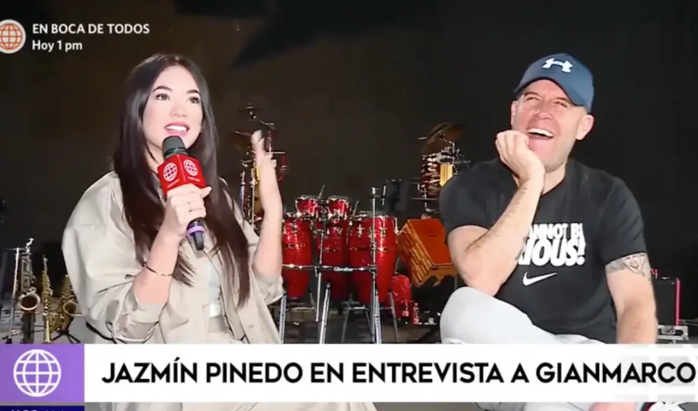 Jazmín Pinedo se puso nerviosa al entrevistar a Gian Marco. Foto: Captura de América TV Jazmín Pinedo se puso nerviosa al entrevistar a Gian Marco. Foto: Captura de América TV