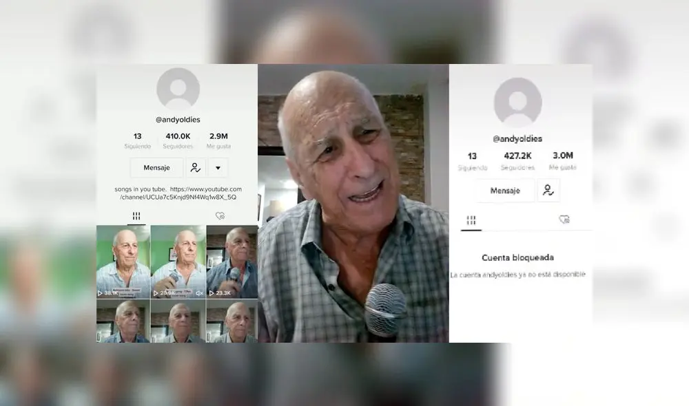 La cuenta del señor Andy había recaudado casi medio millón de seguidores en TikTok. Foto: composición LR/captura de TikTok/@andyoldies La cuenta del señor Andy había recaudado casi medio millón de seguidores en TikTok. Foto: composición LR/captura de TikTok/@andyoldies