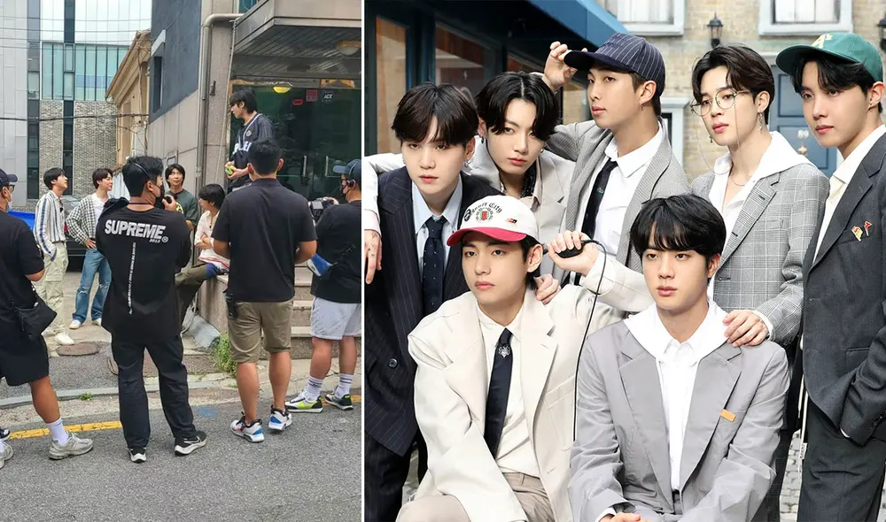 BTS prepara videos en las calles de Seúl. Foto: Twitter/BIGHIT