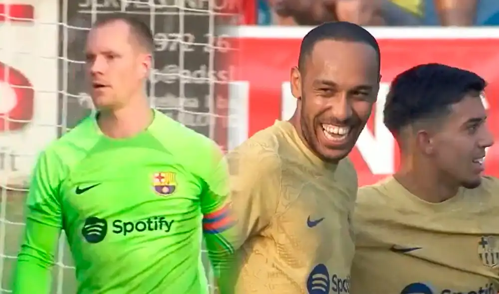 Ter Stegen asistió a Aubameyang. Foto: composición GLR