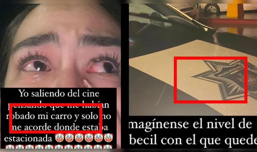 La joven reportó que su auto fue robado entre lágrimas. Foto: composición/ @Alelugod/Twitter La joven reportó que su auto fue robado entre lágrimas. Foto: composición/ @Alelugod/Twitter