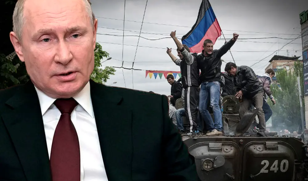 El grupo de separatistas de Lugansk planea realizar una consulta popular para su ingreso a Rusia. Foto: Composición LR/EFE