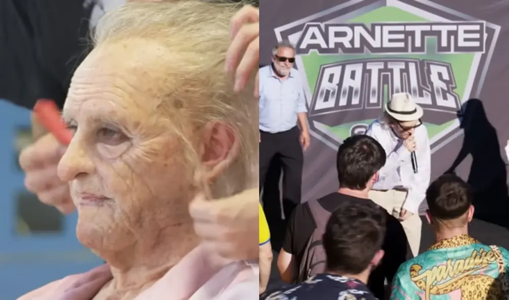 Blon se disfrazó de adulto mayor y se mandó un freestyle. Foto: composición LR/captura/UrbanRoosters