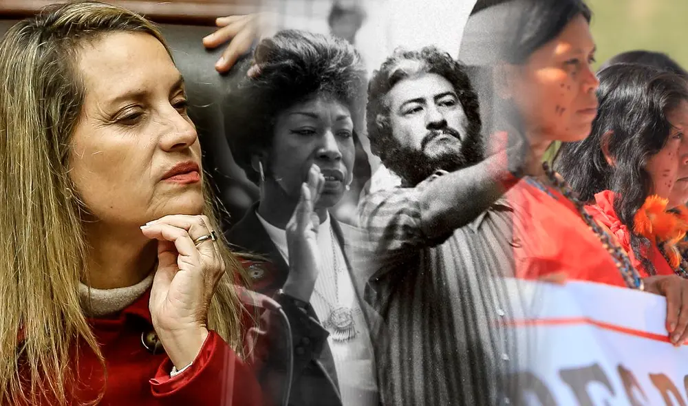 Alva (quien dice no ser racista porque tiene orígenes cajamarquinos), Victoria Santa Cruz, Hugo Blanco y mujeres de las comunidades awajún y wampis. Foto: composición de Fabrizio Oviedo/Antonio Melgarejo/La República/Clinton Medina