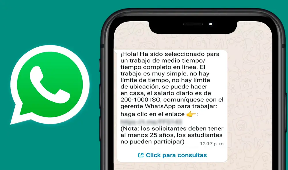 Así lucen las supuestas estafas por WhatsApp. Foto: Hipertextual