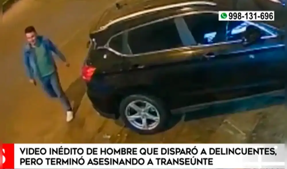 Hombre huyó de la escena tras disparar contra delincuentes. Foto: captura de "América noticias" Hombre huyó de la escena tras disparar contra delincuentes. Foto: captura de "América noticias"