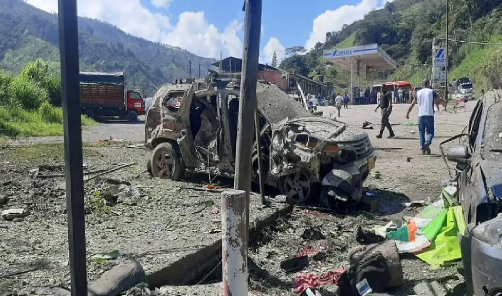 Autoridades colombianas investigan todo lo referente al atentando terrorista en Antioquia que dejó dos muertos. Foto: Teleregión Noticias Autoridades colombianas investigan todo lo referente al atentando terrorista en Antioquia que dejó dos muertos. Foto: Teleregión Noticias