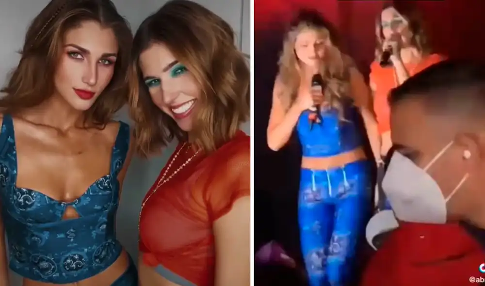 Alessia Rovegno y Vambina Rovegno cantaron un tema musical de la 'Bichota' Karol G en un local de entretenimiento. Foto: composición/Instagram/captura TikTok
