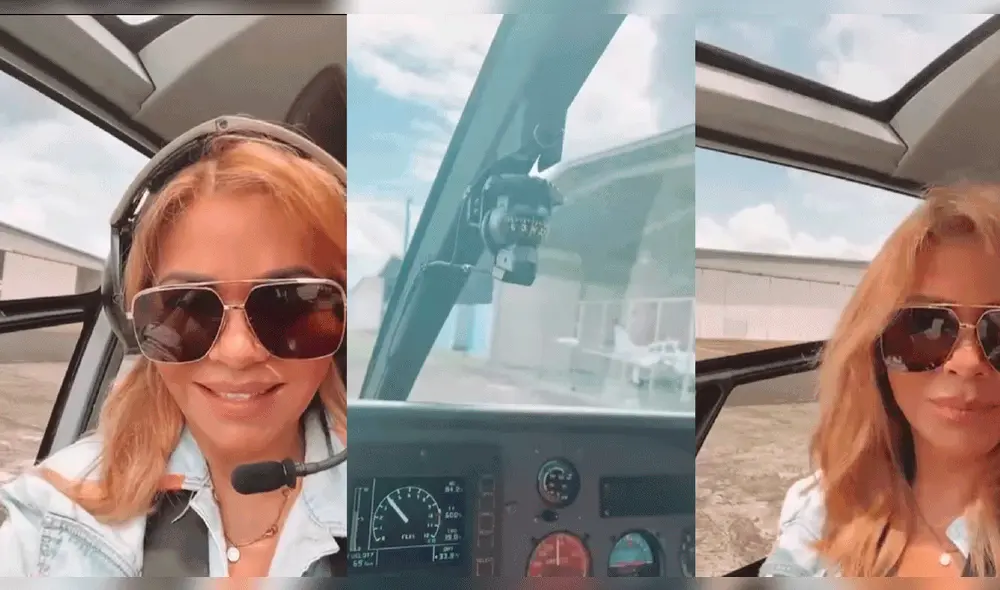 Gisela Valcárcel se luce en helicóptero. Foto: composición Gisela Valcárcel/Instagram