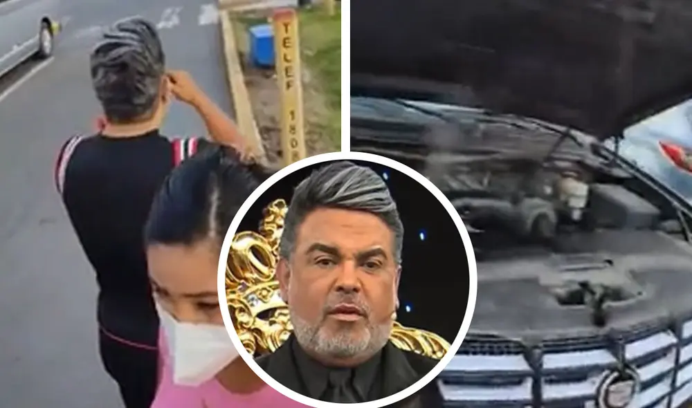 Andrés Hurtado tuvo que pedir ayuda para reparar su auto. Foto: captura Instagram/captura Panamericana TV