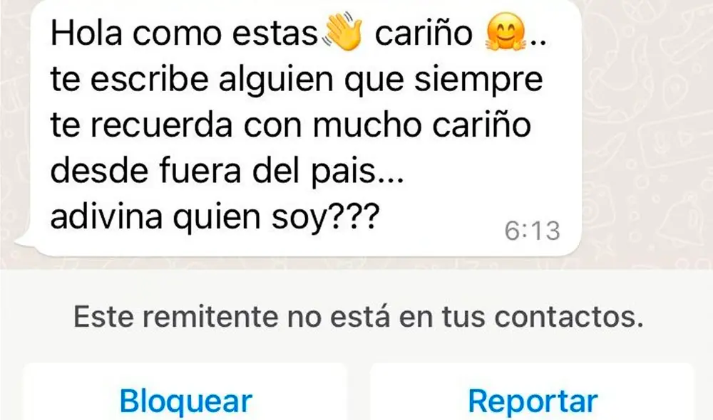 Lo recomendable es bloquear el número y reportarlo a WhatsApp. Foto: captura de Twitter / Policía Nacional