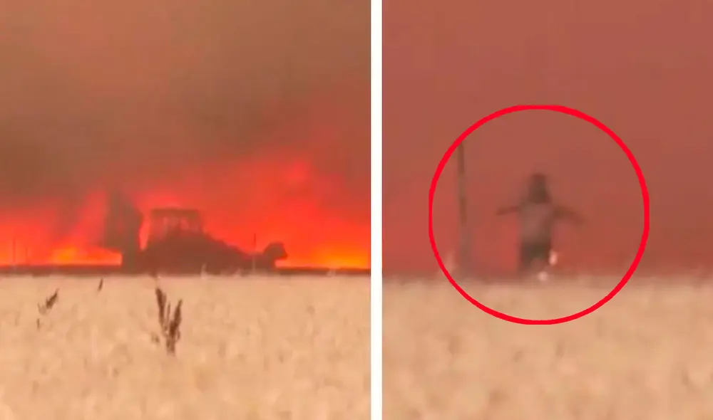 El hombre quería crear un cortafuegos con su máquina para evitar que se esparciera el incendio que afecta a Tábara. Foto: captura @CyLTVNoticias El hombre quería crear un cortafuegos con su máquina para evitar que se esparciera el incendio que afecta a Tábara. Foto: captura @CyLTVNoticias