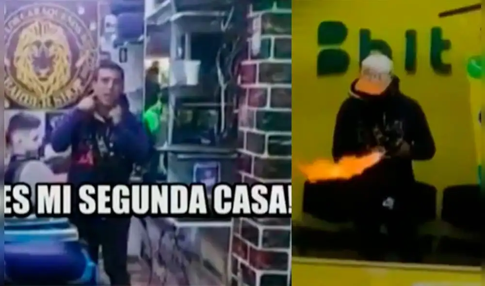 El hombre, al verse sorprendido por los agentes de seguridad y personal policial, salió del lugar e ingresó a una barbería para esconderse. Foto: composición LR / capturas de ATV El hombre, al verse sorprendido por los agentes de seguridad y personal policial, salió del lugar e ingresó a una barbería para esconderse. Foto: composición LR / capturas de ATV