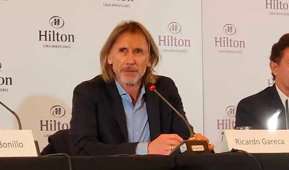 Ricardo Gareca ofreción una rueda de prensa en el hotel Hilton, que duró cerca de una hora y media. Foto: Jessica Merino / URPI-LR Ricardo Gareca ofreción una rueda de prensa en el hotel Hilton, que duró cerca de una hora y media. Foto: Jessica Merino / URPI-LR