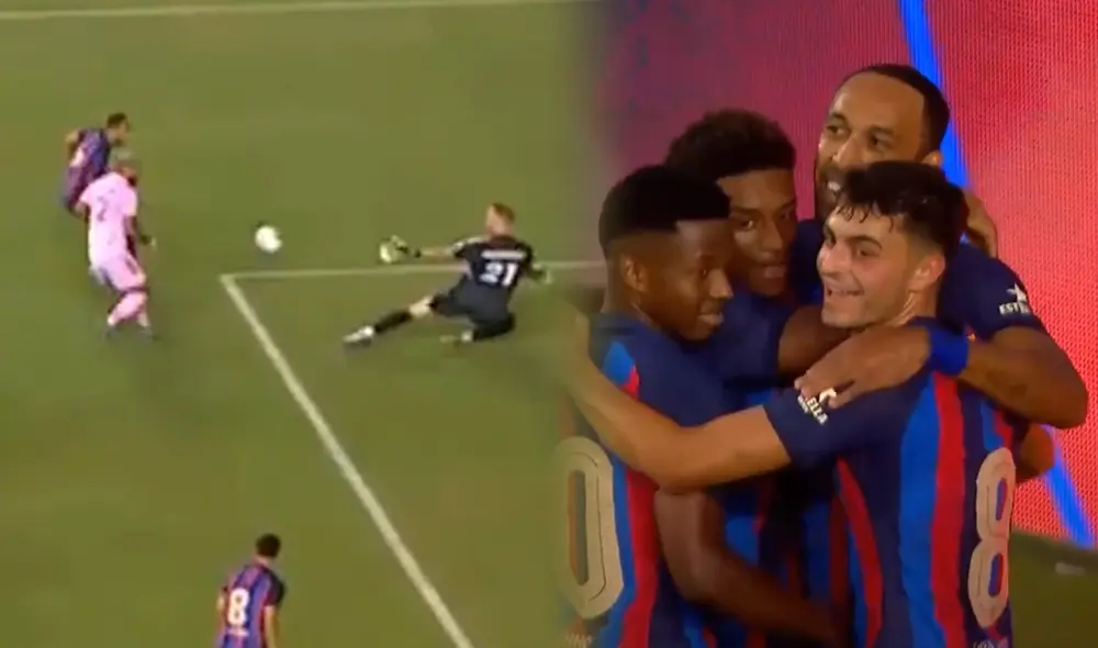 Barcelona enfrenta al Inter de Miami en el Lockhart Stadium. Foto: composición LR/YouTube