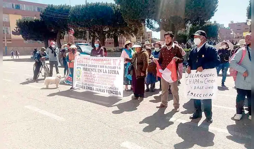 Cansancio. Población exige freno a la delincuencia. por ello salieron a marchar en Juliaca. Foto: La República