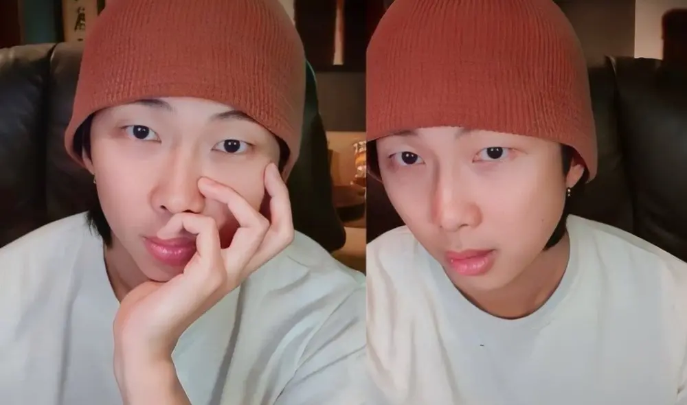 Namjoon, líder de BTS, en su primera transmisión por Weverse Live. Foto: composición Weverse/Twitter