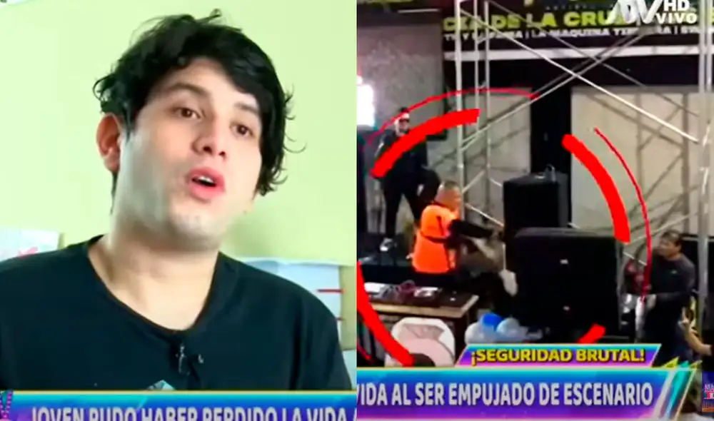 Joven es arrojado del escenario por seguridad de show de la Charanga Habanera. Foto: captura/ATV