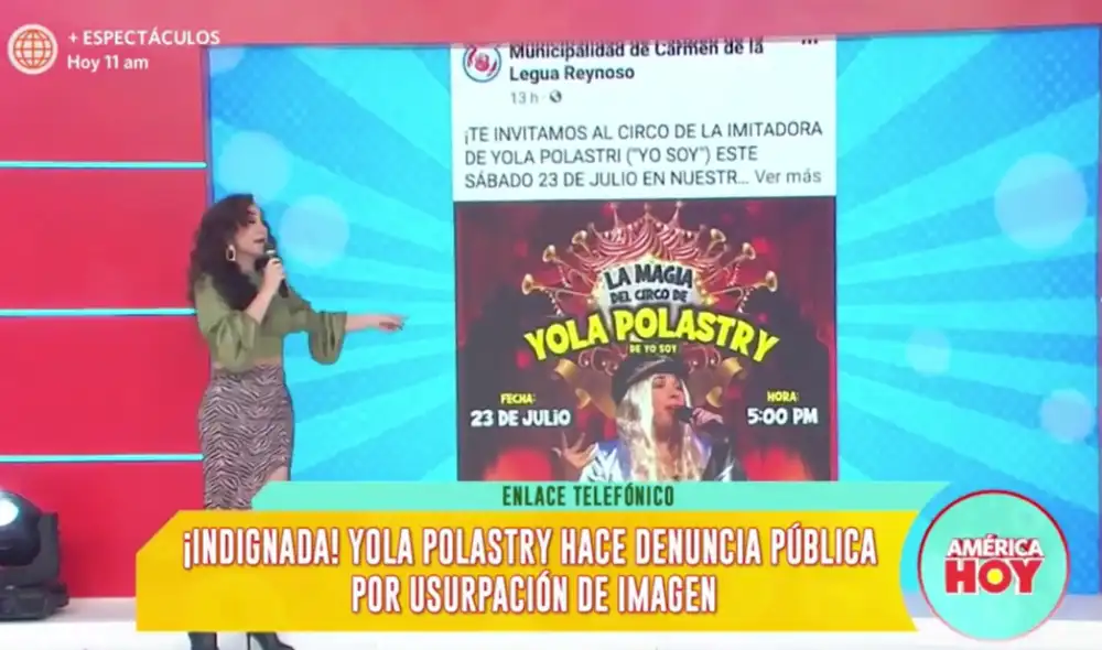 Yola Polastri pide que no consuman contenido de su imitadora. Foto: Captura de América TV Yola Polastri pide que no consuman contenido de su imitadora. Foto: Captura de América TV